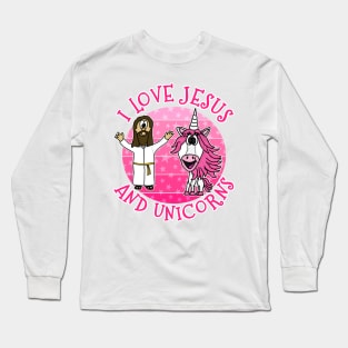 I Love Jesus and Unicorns Christian Unicorn Funny Long Sleeve T-Shirt